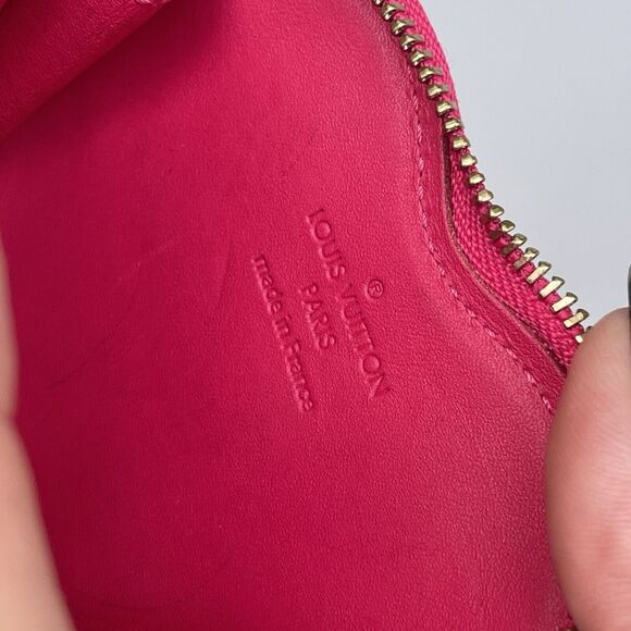 Louis Vuitton Pink Heart Key Pouch Coin Purse On Chain VERNIS Leather Wallet - Picture 7 of 10